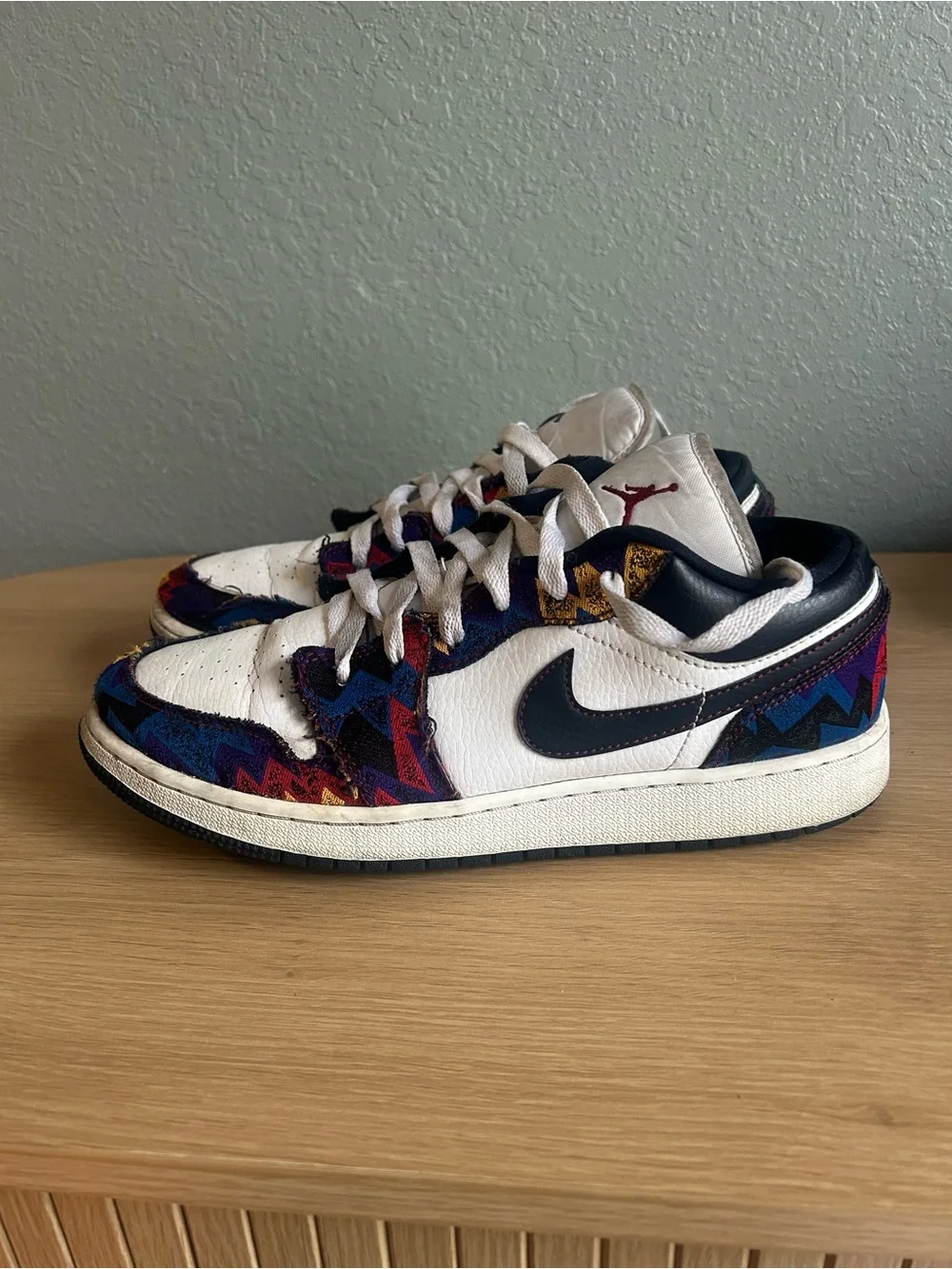 Nike Air Jordan 1 Low SE Multicolor Geometric Print Sneakers Size 7Y / Men's 7